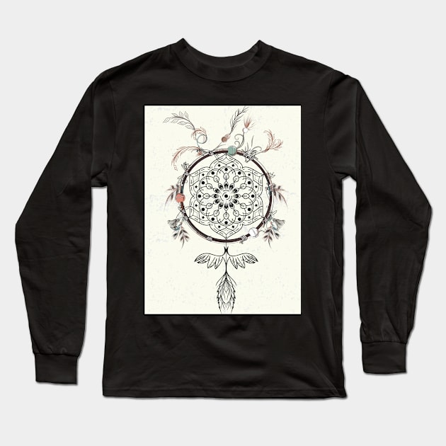 Colorful boho style dreamcatcher Long Sleeve T-Shirt by Wild Green Leaves